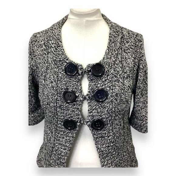Dressbarn Women’s Short Sleeve Retro Button Front Cardigan Sweater, size M - Picture 2 of 8